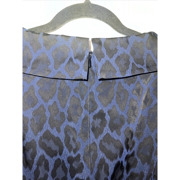 KAY UNGER NEW YORK Women's Dress Sz 6 Cap Sleeveless V-Neck Blue Black Leopard - Picture 8 of 13